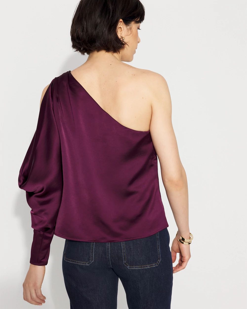 One-Shoulder Satin Blouse | White House Black Market